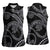 Hawaiian Kakau Art and Hisbiscus Tattoo Women Sleeveless Polo Shirt Tribal Pattern-Silver Style - Polynesian Pride