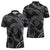 Hawaiian Kakau Art and Hisbiscus Tattoo Zipper Polo Shirt Tribal Pattern-Silver Style - Polynesian Pride