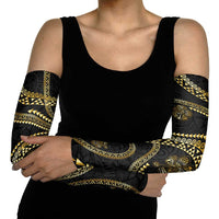 Hawaiian Kakau Art and Hisbiscus Tattoo Arm Sleeves Tribal Pattern-Gold Style - Polynesian Pride