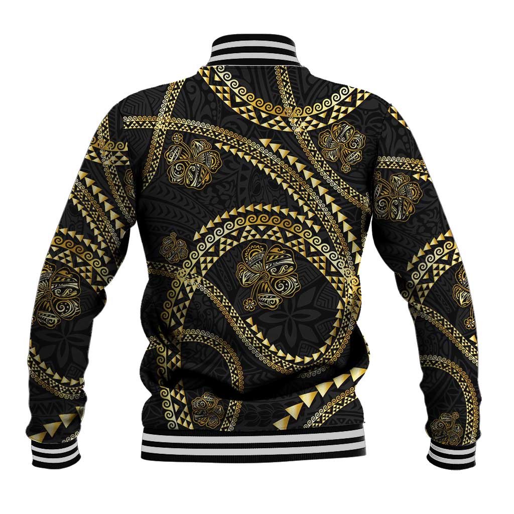 Hawaiian Kakau Art and Hisbiscus Tattoo Baseball Jacket Tribal Pattern-Gold Style - Polynesian Pride