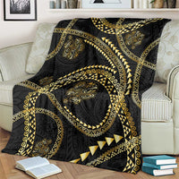Hawaiian Kakau Art and Hisbiscus Tattoo Blanket Tribal Pattern-Gold Style - Polynesian Pride