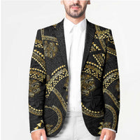 Hawaiian Kakau Art and Hisbiscus Tattoo Blazer Tribal Pattern-Gold Style - Polynesian Pride