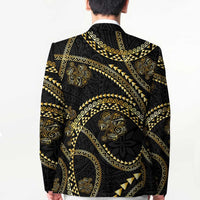 Hawaiian Kakau Art and Hisbiscus Tattoo Blazer Tribal Pattern-Gold Style - Polynesian Pride