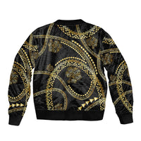 Hawaiian Kakau Art and Hisbiscus Tattoo Bomber Jacket Tribal Pattern-Gold Style - Polynesian Pride