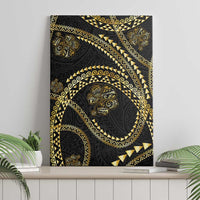 Hawaiian Kakau Art and Hisbiscus Tattoo Canvas Wall Art Tribal Pattern-Gold Style - Polynesian Pride