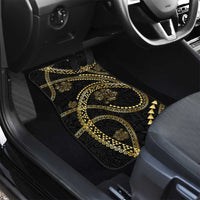Hawaiian Kakau Art and Hisbiscus Tattoo Car Mats Tribal Pattern-Gold Style - Polynesian Pride