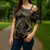 Hawaiian Kakau Art and Hisbiscus Tattoo Cross Shoulder Shirt Tribal Pattern-Gold Style - Polynesian Pride