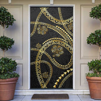 Hawaiian Kakau Art and Hisbiscus Tattoo Door Cover Tribal Pattern-Gold Style - Polynesian Pride