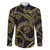 Hawaiian Kakau Art and Hisbiscus Tattoo Family Matching Short Sleeve Bodycon Dress and Hawaiian Shirt Tribal Pattern-Gold Style - Polynesian Pride