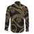 Hawaiian Kakau Art and Hisbiscus Tattoo Family Matching Short Sleeve Bodycon Dress and Hawaiian Shirt Tribal Pattern-Gold Style - Polynesian Pride