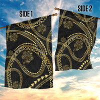 Hawaiian Kakau Art and Hisbiscus Tattoo Garden Flag Tribal Pattern-Gold Style - Polynesian Pride