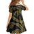 Hawaiian Kakau Art and Hisbiscus Tattoo Kid Short Sleeve Dress Tribal Pattern-Gold Style - Polynesian Pride