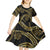 Hawaiian Kakau Art and Hisbiscus Tattoo Kid Short Sleeve Dress Tribal Pattern-Gold Style - Polynesian Pride