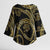 Hawaiian Kakau Art and Hisbiscus Tattoo Kimono Sleeve Blouse Tribal Pattern-Gold Style - Polynesian Pride