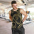 Hawaiian Kakau Art and Hisbiscus Tattoo Men Tank Top Tribal Pattern-Gold Style - Polynesian Pride