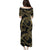 Hawaiian Kakau Art and Hisbiscus Tattoo Puletasi Tribal Pattern-Gold Style - Polynesian Pride