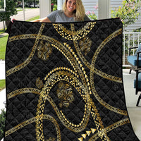 Hawaiian Kakau Art and Hisbiscus Tattoo Quilt Tribal Pattern-Gold Style - Polynesian Pride