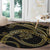 Hawaiian Kakau Art and Hisbiscus Tattoo Round Carpet Tribal Pattern-Gold Style - Polynesian Pride