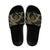 Hawaiian Kakau Art and Hisbiscus Tattoo Slide Sandals Tribal Pattern-Gold Style - Polynesian Pride