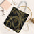 Hawaiian Kakau Art and Hisbiscus Tattoo Tote Bag Tribal Pattern-Gold Style - Polynesian Pride