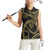 Hawaiian Kakau Art and Hisbiscus Tattoo Women Sleeveless Polo Shirt Tribal Pattern-Gold Style - Polynesian Pride
