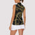 Hawaiian Kakau Art and Hisbiscus Tattoo Women Sleeveless Polo Shirt Tribal Pattern-Gold Style - Polynesian Pride