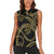 Hawaiian Kakau Art and Hisbiscus Tattoo Women Sleeveless Polo Shirt Tribal Pattern-Gold Style - Polynesian Pride