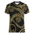 Hawaiian Kakau Art and Hisbiscus Tattoo Women V-Neck T-Shirt Tribal Pattern-Gold Style - Polynesian Pride