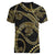 Hawaiian Kakau Art and Hisbiscus Tattoo Women V-Neck T-Shirt Tribal Pattern-Gold Style - Polynesian Pride
