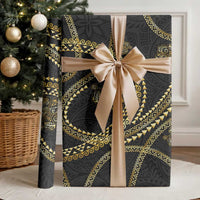 Hawaiian Kakau Art and Hisbiscus Tattoo Wrapping Paper Tribal Pattern-Gold Style - Polynesian Pride