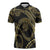Hawaiian Kakau Art and Hisbiscus Tattoo Zipper Polo Shirt Tribal Pattern-Gold Style - Polynesian Pride