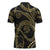 Hawaiian Kakau Art and Hisbiscus Tattoo Zipper Polo Shirt Tribal Pattern-Gold Style - Polynesian Pride