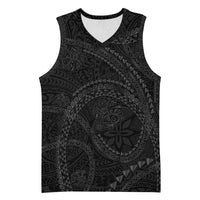 Hawaiian Kakau Art and Hisbiscus Tattoo Basketball Jersey Tribal Pattern-Black Gradient Style - Polynesian Pride