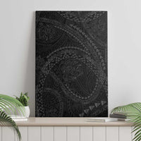 Hawaiian Kakau Art and Hisbiscus Tattoo Canvas Wall Art Tribal Pattern-Black Gradient Style - Polynesian Pride