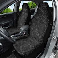 Hawaiian Kakau Art and Hisbiscus Tattoo Car Seat Cover Tribal Pattern-Black Gradient Style - Polynesian Pride