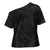 Hawaiian Kakau Art and Hisbiscus Tattoo Cross Shoulder Shirt Tribal Pattern-Black Gradient Style - Polynesian Pride