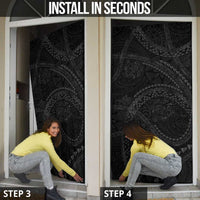 Hawaiian Kakau Art and Hisbiscus Tattoo Door Cover Tribal Pattern-Black Gradient Style - Polynesian Pride