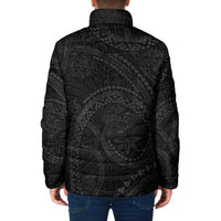 Hawaiian Kakau Art and Hisbiscus Tattoo Padded Jacket Tribal Pattern-Black Gradient Style - Polynesian Pride