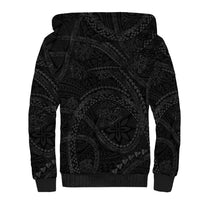 Hawaiian Kakau Art and Hisbiscus Tattoo Sherpa Hoodie Tribal Pattern-Black Gradient Style - Polynesian Pride