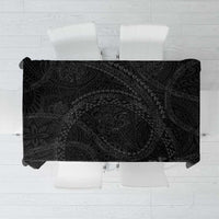 Hawaiian Kakau Art and Hisbiscus Tattoo Tablecloth Tribal Pattern-Black Gradient Style - Polynesian Pride