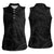 Hawaiian Kakau Art and Hisbiscus Tattoo Women Sleeveless Polo Shirt Tribal Pattern-Black Gradient Style - Polynesian Pride