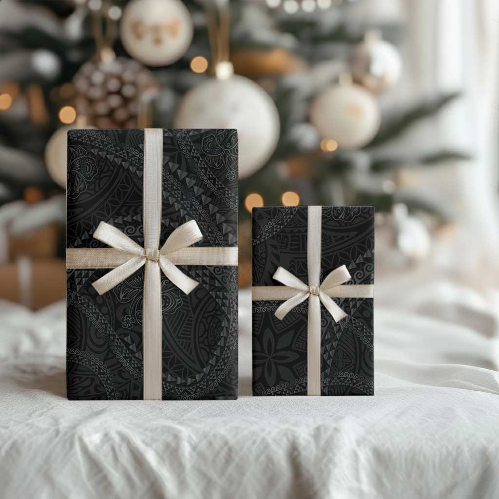 Hawaiian Kakau Art and Hisbiscus Tattoo Wrapping Paper Tribal Pattern-Black Gradient Style - Polynesian Pride