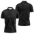 Hawaiian Kakau Art and Hisbiscus Tattoo Zipper Polo Shirt Tribal Pattern-Black Gradient Style - Polynesian Pride