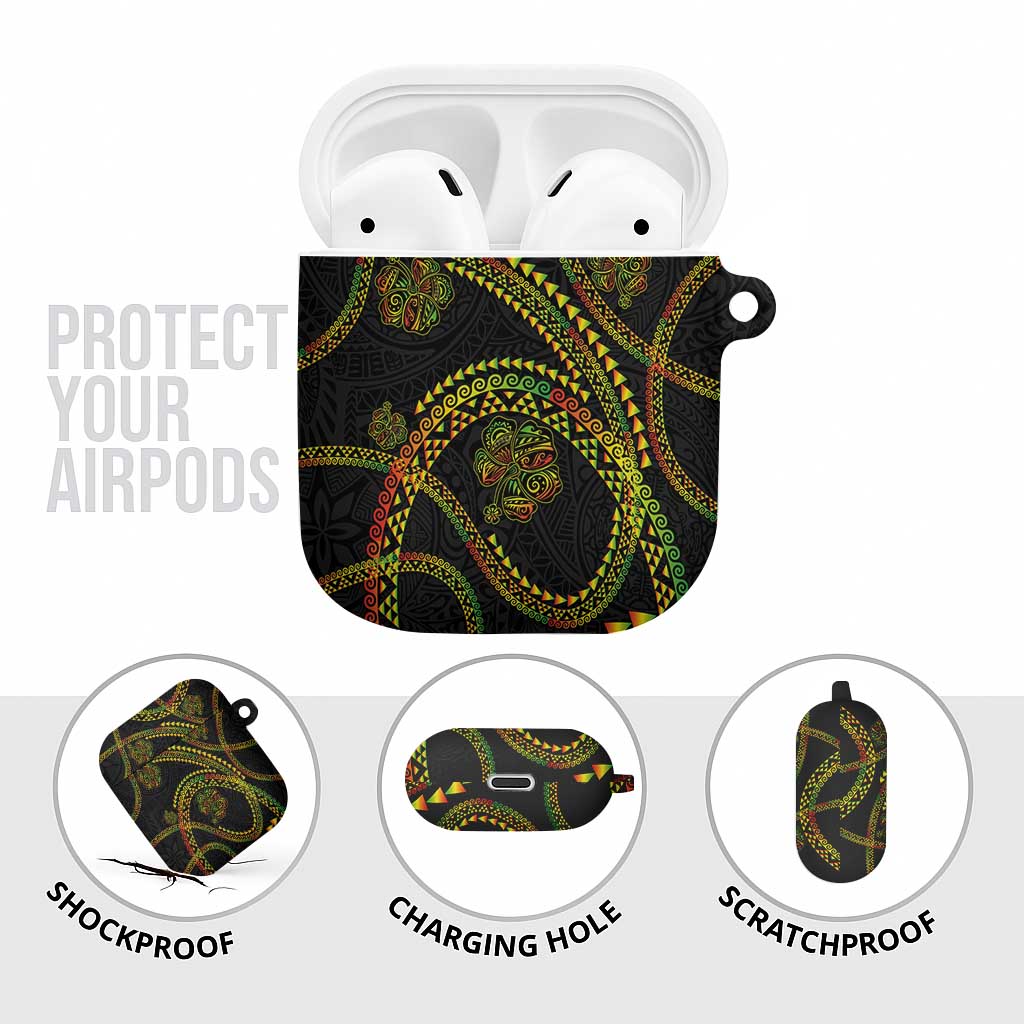 Hawaiian Kakau Art and Hisbiscus Tattoo AirPods Case Tribal Pattern-Reggae Style - Polynesian Pride