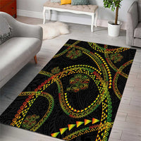 Hawaiian Kakau Art and Hisbiscus Tattoo Area Rug Tribal Pattern-Reggae Style - Polynesian Pride