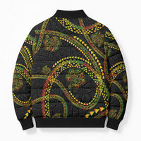Hawaiian Kakau Art and Hisbiscus Tattoo Bomber Puffer Jacket Tribal Pattern-Reggae Style - Polynesian Pride