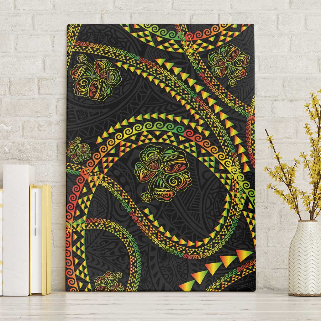 Hawaiian Kakau Art and Hisbiscus Tattoo Canvas Wall Art Tribal Pattern-Reggae Style - Polynesian Pride