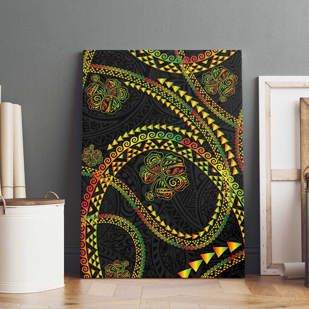 Hawaiian Kakau Art and Hisbiscus Tattoo Canvas Wall Art Tribal Pattern-Reggae Style - Polynesian Pride