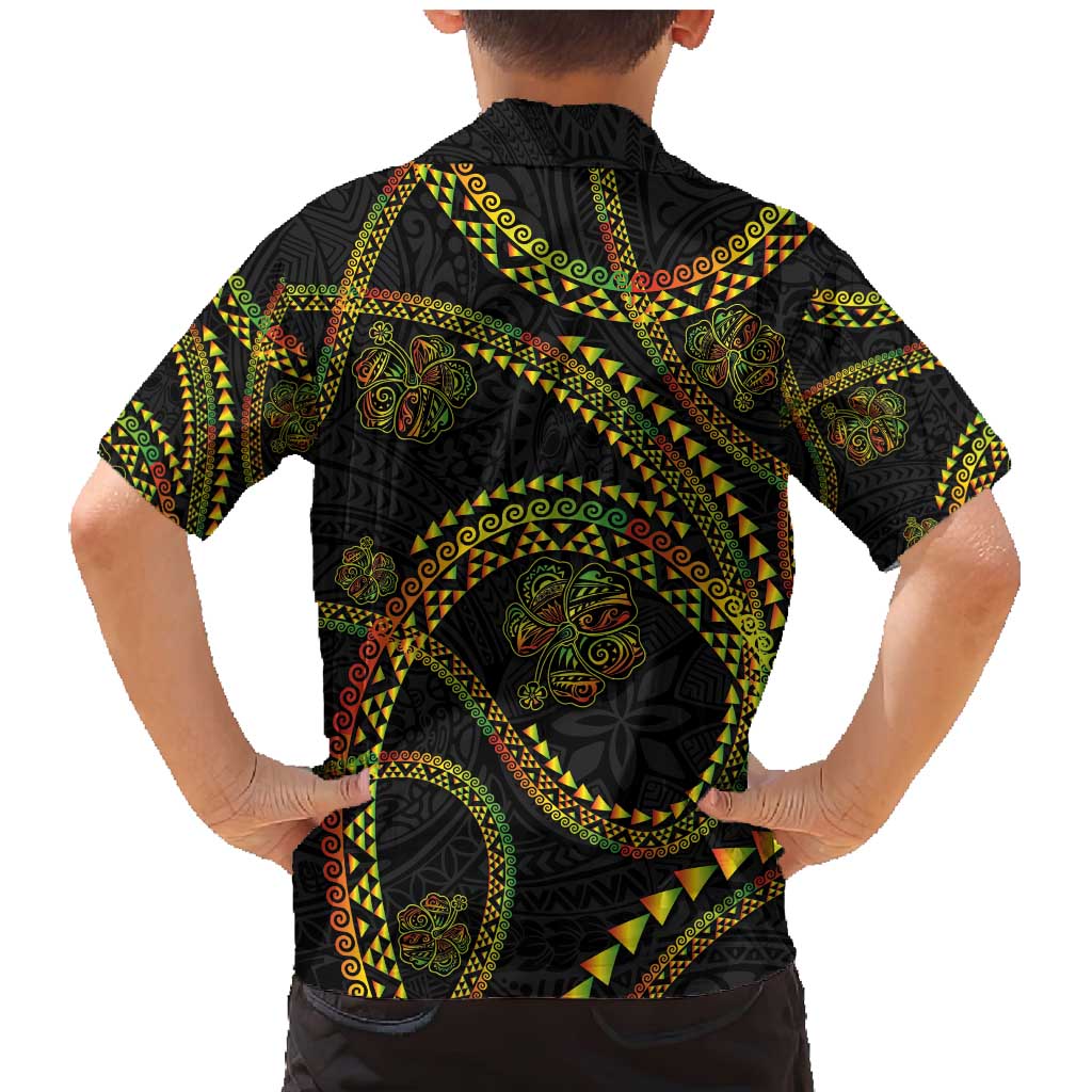 Hawaiian Kakau Art and Hisbiscus Tattoo Family Matching Mermaid Dress and Hawaiian Shirt Tribal Pattern-Reggae Style - Polynesian Pride