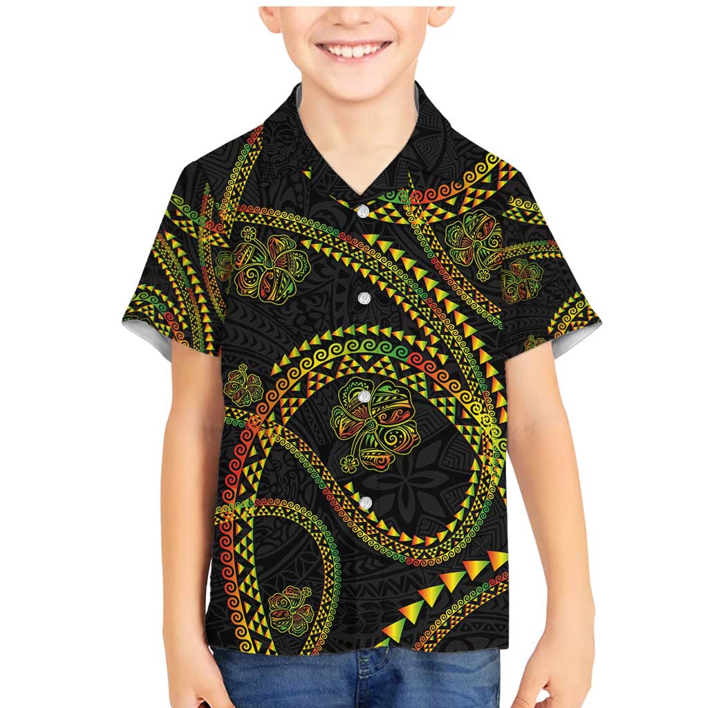 Hawaiian Kakau Art and Hisbiscus Tattoo Family Matching Mermaid Dress and Hawaiian Shirt Tribal Pattern-Reggae Style - Polynesian Pride